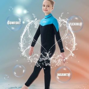 Kids Wetsuit for Boys and Girls 3/2mm Long Sleeve BackSuit for Snorkeling Swimmi